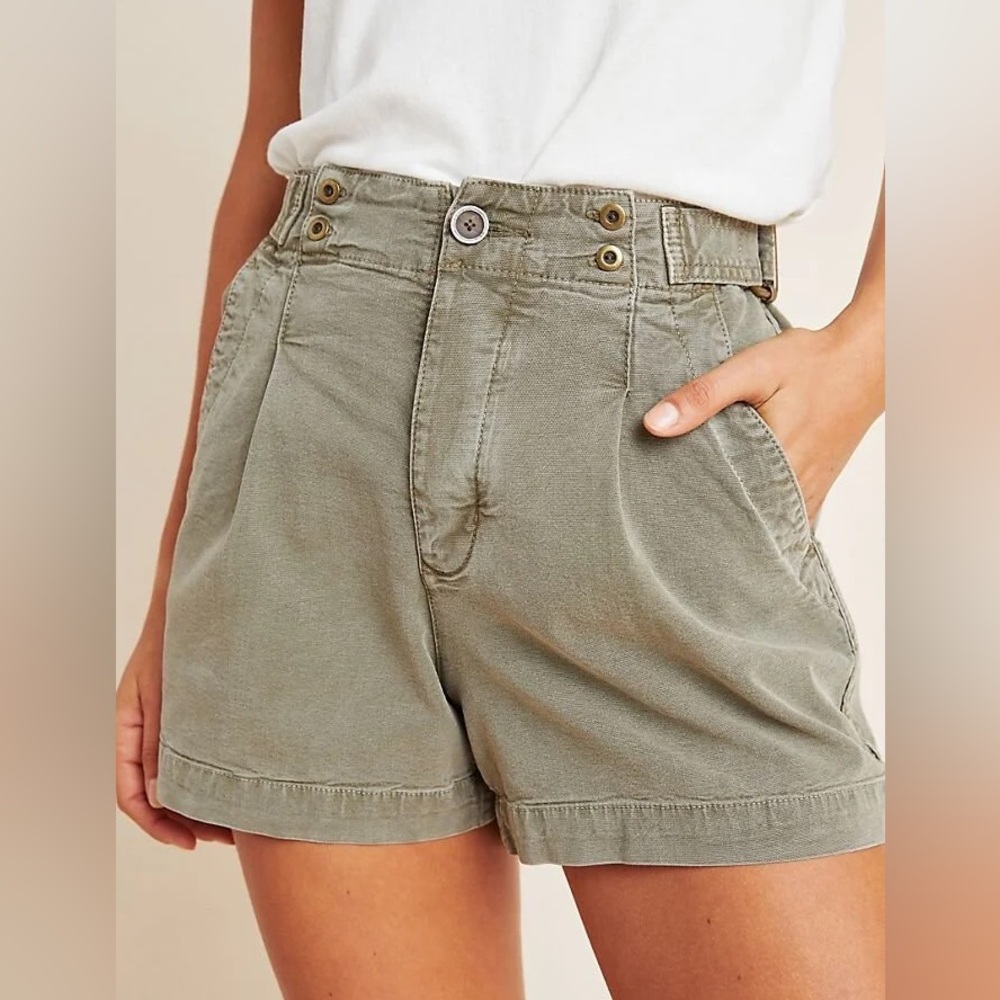 Anthropologie Liza Utility Shorts in Moss Green